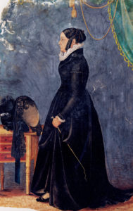 Emma Hale Smith in Dark Riding Dress, 1840s.